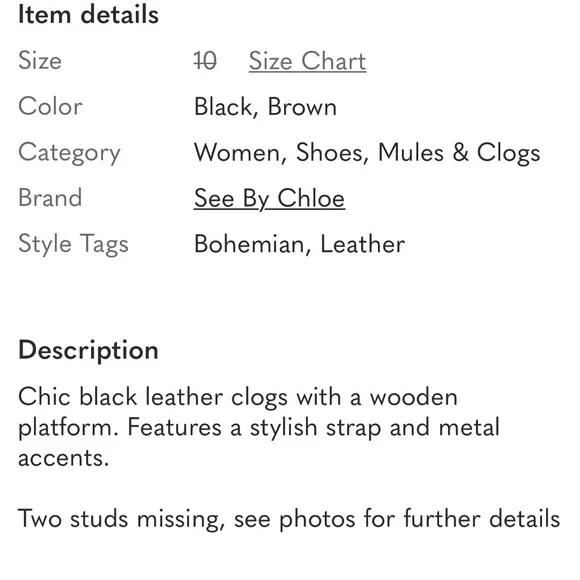See By Chloe Black Leather Clogs with Wooden Platform